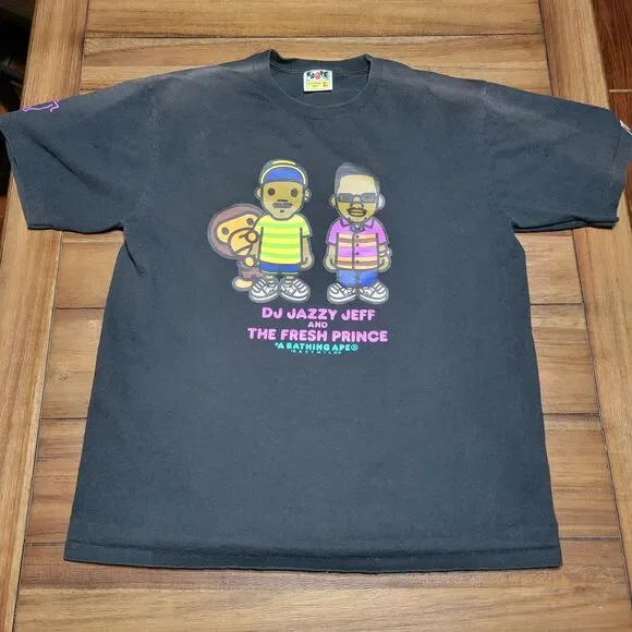 BAPE SS Black Unisex Tee "DJ Jazzy Jeff And The Fresh Prince" - Size XL